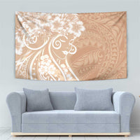 Polynesian Women's Day Tapestry Brown Hibiscus Flowers With Polynesian Pattern