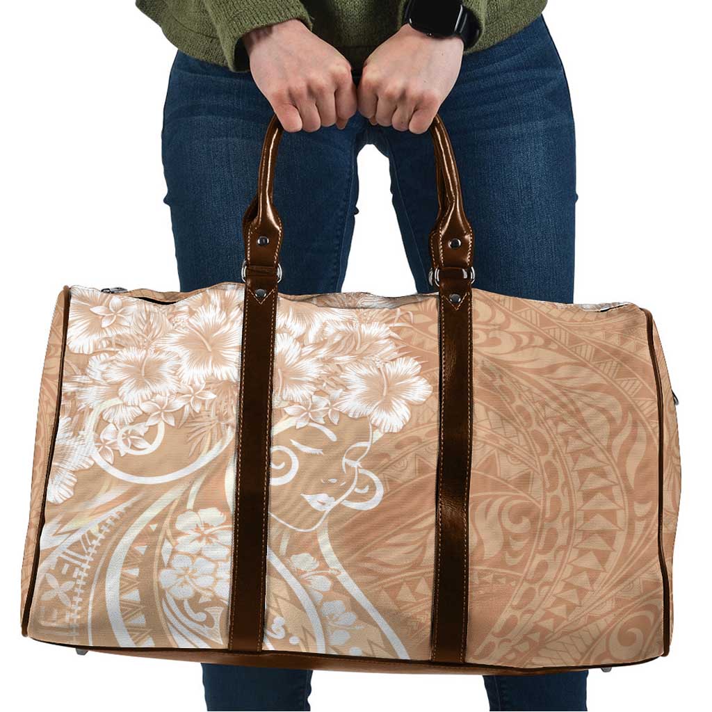 Polynesian Women's Day Travel Bag Brown Hibiscus Flowers With Polynesian Pattern LT05 Brown - Polynesian Pride