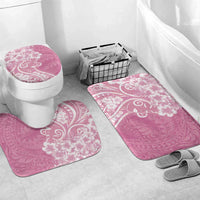 Polynesian Women's Day Bathroom Set Pink Hibiscus Flowers With Polynesian Pattern