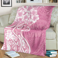 Polynesian Women's Day Blanket Pink Hibiscus Flowers With Polynesian Pattern
