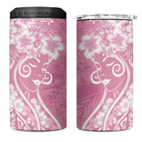 Polynesian Women's Day 4 in 1 Can Cooler Tumbler Pink Hibiscus Flowers With Polynesian Pattern LT05 One Size: 16 oz Pink - Polynesian Pride