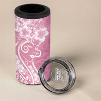 Polynesian Women's Day 4 in 1 Can Cooler Tumbler Pink Hibiscus Flowers With Polynesian Pattern LT05 - Polynesian Pride