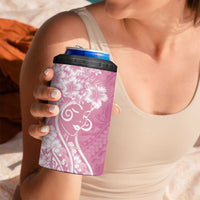 Polynesian Women's Day 4 in 1 Can Cooler Tumbler Pink Hibiscus Flowers With Polynesian Pattern LT05 - Polynesian Pride