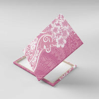 Polynesian Women's Day Canvas Wall Art Pink Hibiscus Flowers With Polynesian Pattern