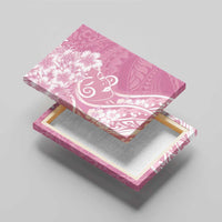 Polynesian Women's Day Canvas Wall Art Pink Hibiscus Flowers With Polynesian Pattern