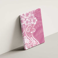Polynesian Women's Day Canvas Wall Art Pink Hibiscus Flowers With Polynesian Pattern