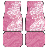 Polynesian Women's Day Car Mats Pink Hibiscus Flowers With Polynesian Pattern