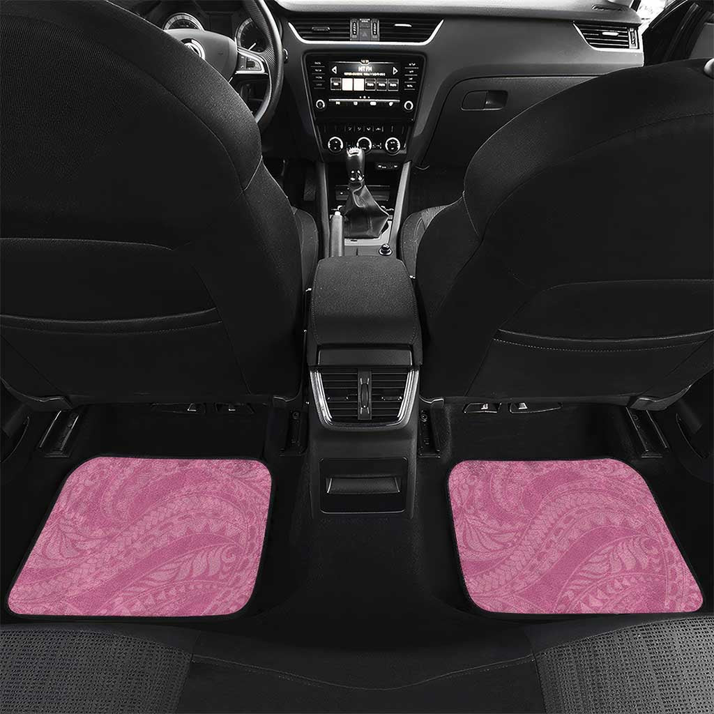 Polynesian Women's Day Car Mats Pink Hibiscus Flowers With Polynesian Pattern
