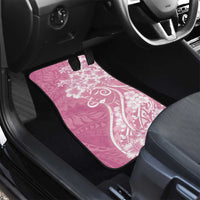 Polynesian Women's Day Car Mats Pink Hibiscus Flowers With Polynesian Pattern