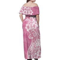 Polynesian Women's Day Family Matching Off Shoulder Maxi Dress and Hawaiian Shirt Pink Hibiscus Flowers With Polynesian Pattern LT05 - Polynesian Pride