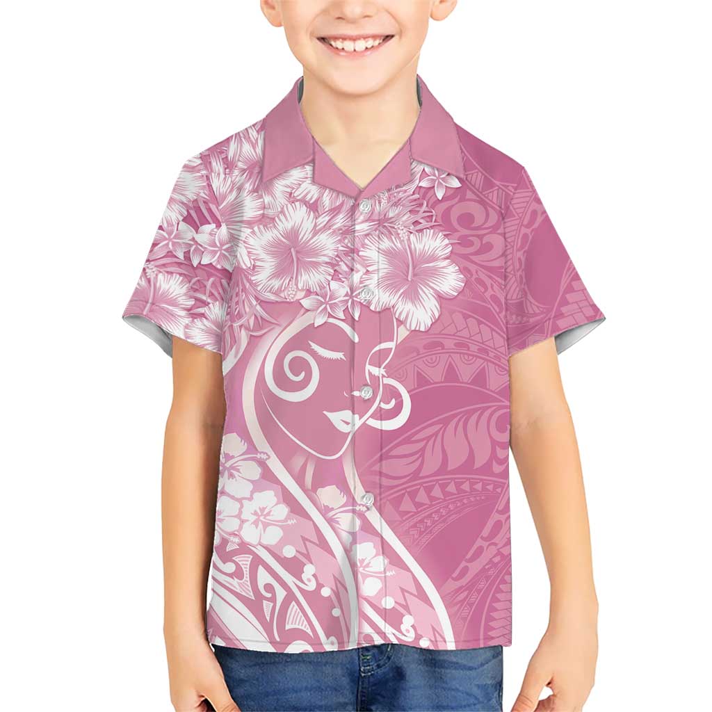 Polynesian Women's Day Family Matching Summer Maxi Dress and Hawaiian Shirt Pink Hibiscus Flowers With Polynesian Pattern LT05 Son's Shirt Pink - Polynesian Pride