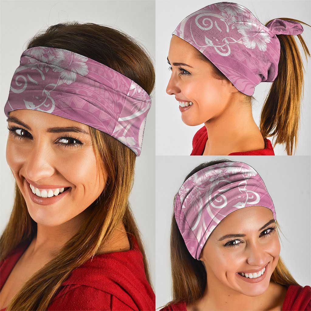Polynesian Women's Day Neck Gaiter Pink Hibiscus Flowers With Polynesian Pattern LT05 - Polynesian Pride