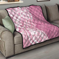 Polynesian Women's Day Quilt Pink Hibiscus Flowers With Polynesian Pattern