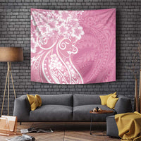 Polynesian Women's Day Tapestry Pink Hibiscus Flowers With Polynesian Pattern