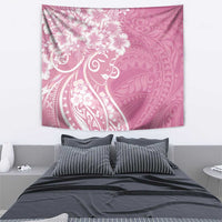 Polynesian Women's Day Tapestry Pink Hibiscus Flowers With Polynesian Pattern