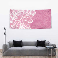 Polynesian Women's Day Tapestry Pink Hibiscus Flowers With Polynesian Pattern