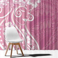 Polynesian Women's Day Window Curtain Pink Hibiscus Flowers With Polynesian Pattern