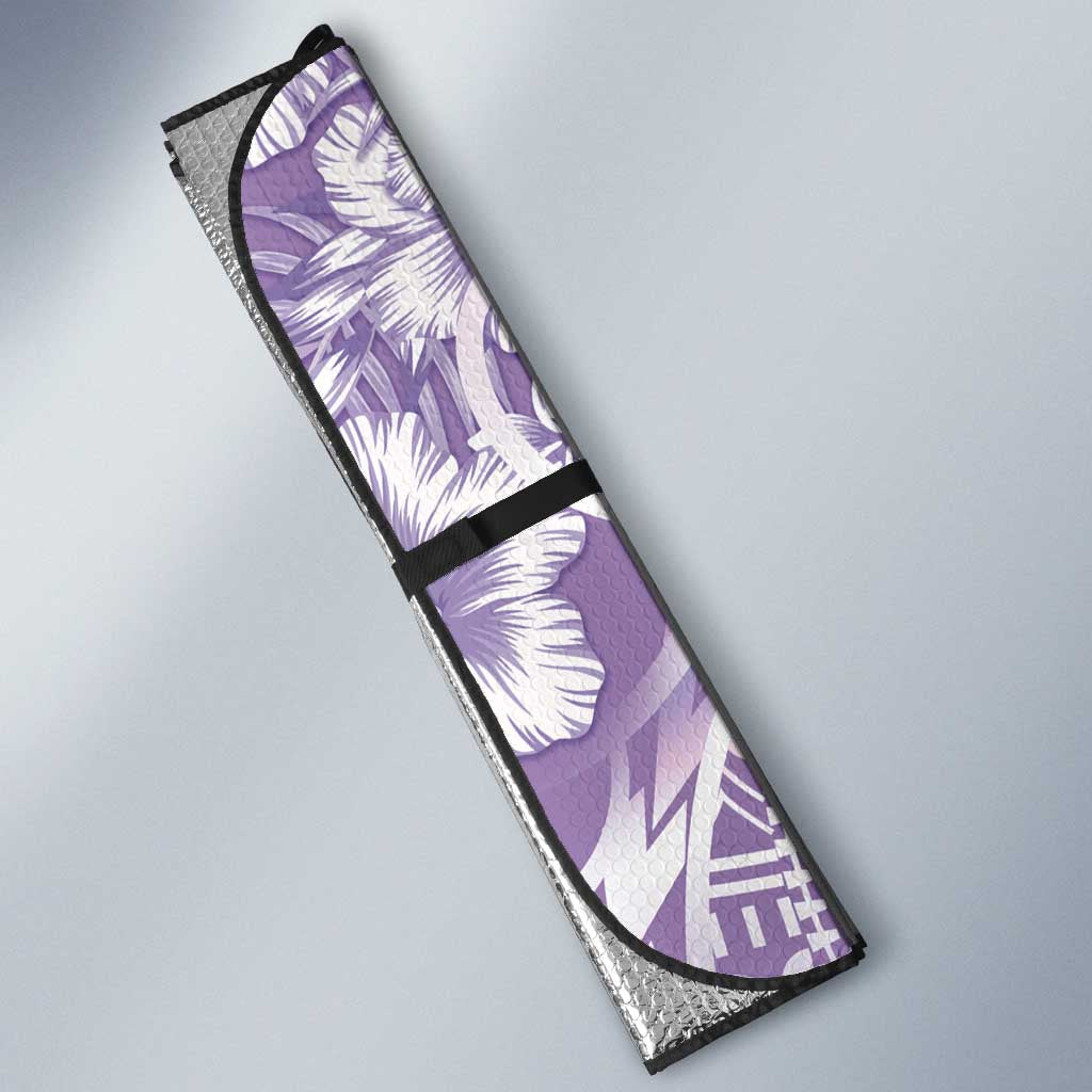 Polynesian Women's Day Auto Sun Shade Purple Hibiscus Flowers With Polynesian Pattern