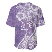 Polynesian Women's Day Baseball Jersey Purple Hibiscus Flowers With Polynesian Pattern