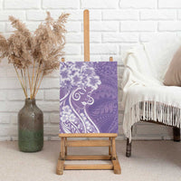 Polynesian Women's Day Canvas Wall Art Purple Hibiscus Flowers With Polynesian Pattern
