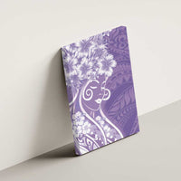 Polynesian Women's Day Canvas Wall Art Purple Hibiscus Flowers With Polynesian Pattern