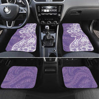 Polynesian Women's Day Car Mats Purple Hibiscus Flowers With Polynesian Pattern
