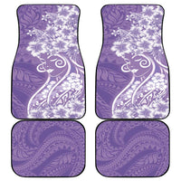 Polynesian Women's Day Car Mats Purple Hibiscus Flowers With Polynesian Pattern