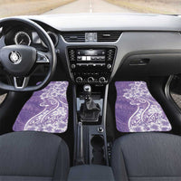 Polynesian Women's Day Car Mats Purple Hibiscus Flowers With Polynesian Pattern
