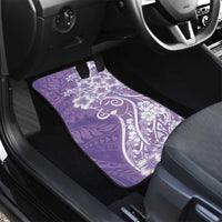 Polynesian Women's Day Car Mats Purple Hibiscus Flowers With Polynesian Pattern