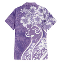 Polynesian Women's Day Family Matching Long Sleeve Bodycon Dress and Hawaiian Shirt Purple Hibiscus Flowers With Polynesian Pattern