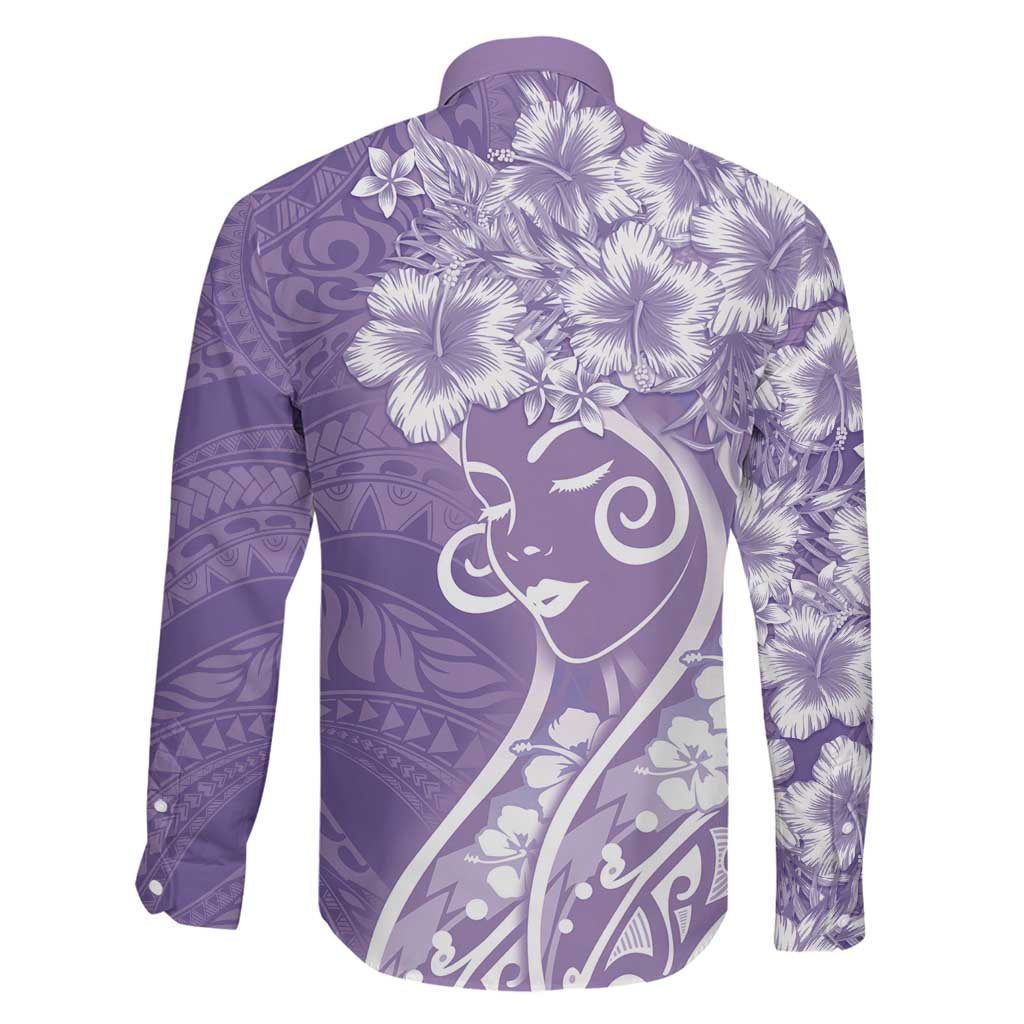Polynesian Women's Day Family Matching Off Shoulder Maxi Dress and Hawaiian Shirt Purple Hibiscus Flowers With Polynesian Pattern LT05 - Polynesian Pride