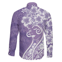Polynesian Women's Day Family Matching Off Shoulder Maxi Dress and Hawaiian Shirt Purple Hibiscus Flowers With Polynesian Pattern LT05 - Polynesian Pride