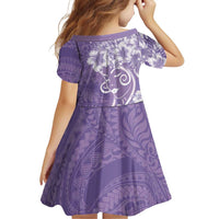 Polynesian Women's Day Family Matching Off Shoulder Short Dress and Hawaiian Shirt Purple Hibiscus Flowers With Polynesian Pattern
