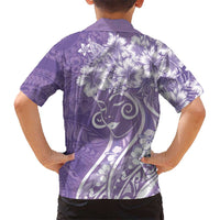 Polynesian Women's Day Family Matching Puletasi and Hawaiian Shirt Purple Hibiscus Flowers With Polynesian Pattern LT05 - Polynesian Pride
