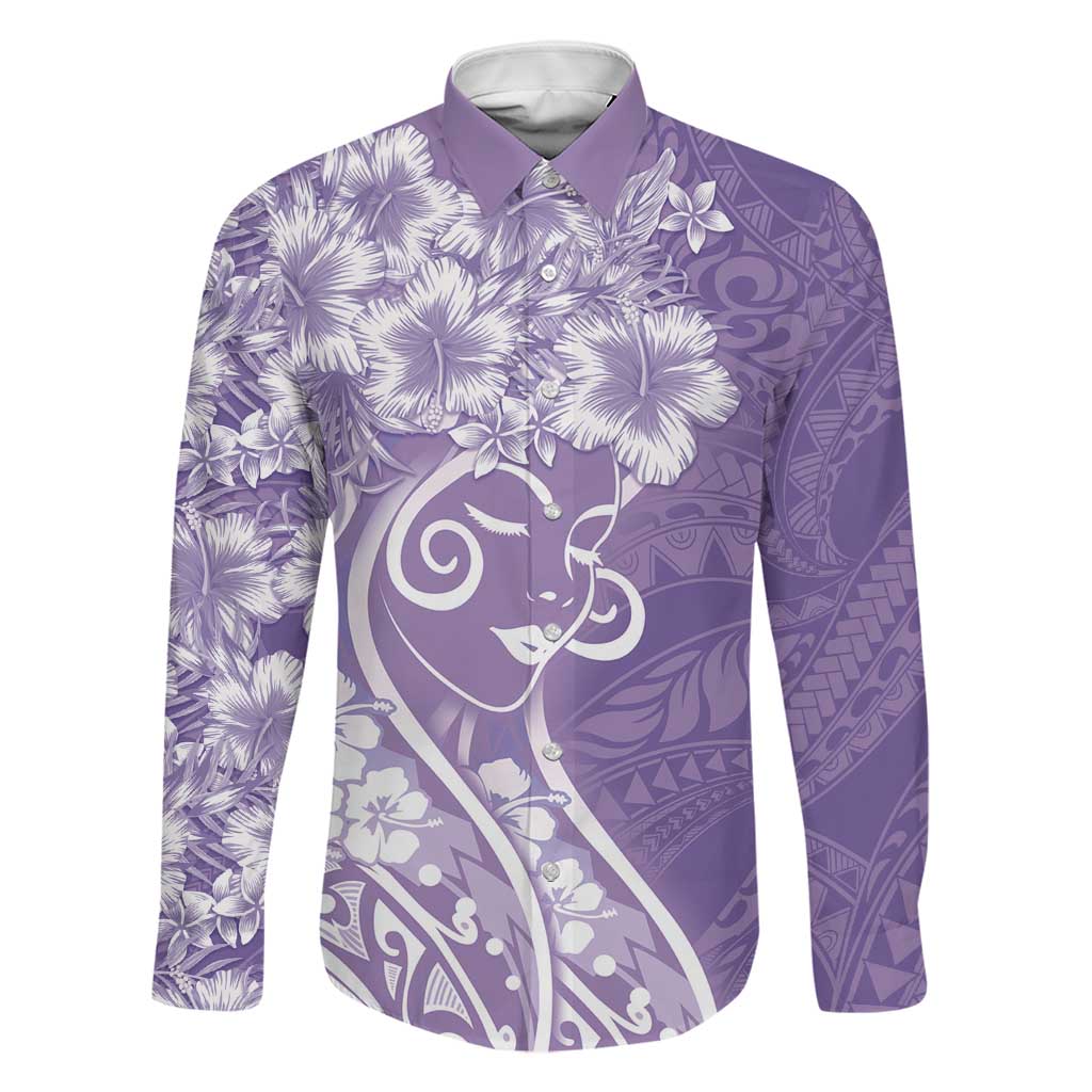 Polynesian Women's Day Family Matching Short Sleeve Bodycon Dress and Hawaiian Shirt Purple Hibiscus Flowers With Polynesian Pattern