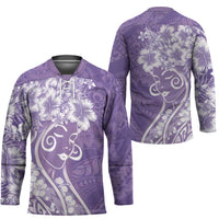 Polynesian Women's Day Hockey Jersey Purple Hibiscus Flowers With Polynesian Pattern LT05 - Polynesian Pride