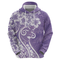 Polynesian Women's Day Hoodie Purple Hibiscus Flowers With Polynesian Pattern