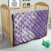 Polynesian Women's Day Quilt Purple Hibiscus Flowers With Polynesian Pattern