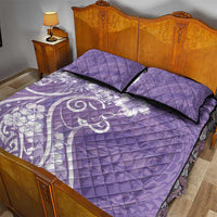 Polynesian Women's Day Quilt Bed Set Purple Hibiscus Flowers With Polynesian Pattern