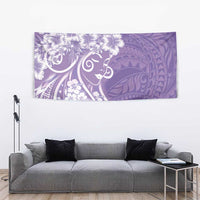 Polynesian Women's Day Tapestry Purple Hibiscus Flowers With Polynesian Pattern