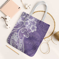 Polynesian Women's Day Tote Bag Purple Hibiscus Flowers With Polynesian Pattern