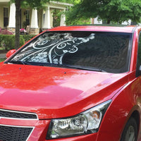 Polynesian Women's Day Auto Sun Shade Black Hibiscus Flowers With Polynesian Pattern