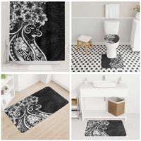 Polynesian Women's Day Bathroom Set Black Hibiscus Flowers With Polynesian Pattern