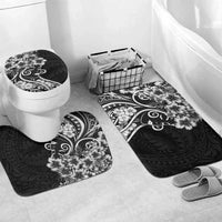 Polynesian Women's Day Bathroom Set Black Hibiscus Flowers With Polynesian Pattern