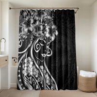 Polynesian Women's Day Bathroom Set Black Hibiscus Flowers With Polynesian Pattern