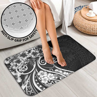 Polynesian Women's Day Bathroom Set Black Hibiscus Flowers With Polynesian Pattern
