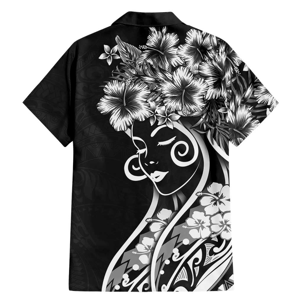 Polynesian Women's Day Family Matching Off Shoulder Short Dress and Hawaiian Shirt Black Hibiscus Flowers With Polynesian Pattern LT05 - Polynesian Pride