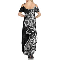 Polynesian Women's Day Family Matching Summer Maxi Dress and Hawaiian Shirt Black Hibiscus Flowers With Polynesian Pattern LT05 - Polynesian Pride