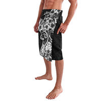Polynesian Women's Day Lavalava Black Hibiscus Flowers With Polynesian Pattern