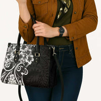 Polynesian Women's Day Leather Bag Black Hibiscus Flowers With Polynesian Pattern LT05 - Polynesian Pride